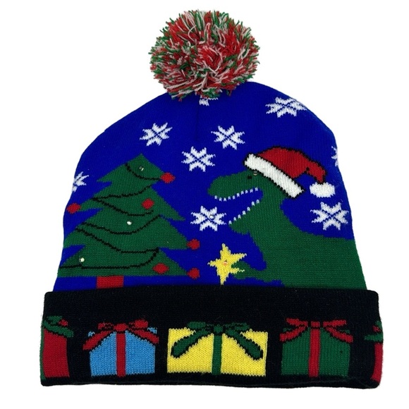 LED Luminous Christmas Knitted Beanie Hat Colorful Light-Up Cap Kids &‎ Adults - Picture 3 of 3